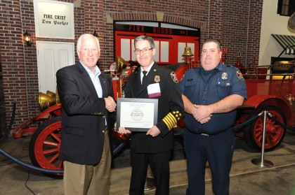 Rep. Mike Thompson presents Sonoma Valley Fire and Rescue his Public Safety Hero Award.