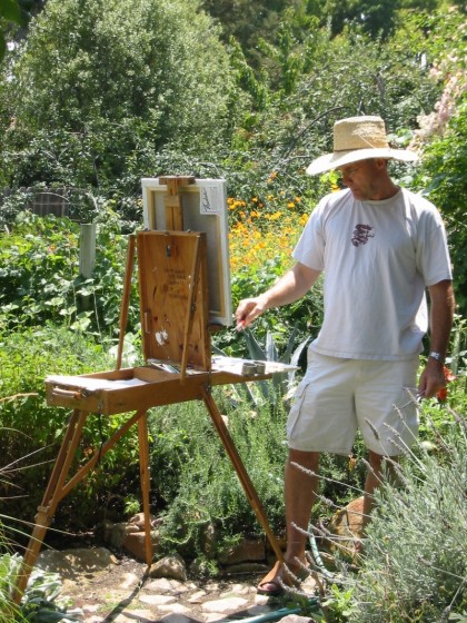 Keith Wicks paints in the plein air style (“open air” in French), capturing a Sonoma moment and scene on canvas. 